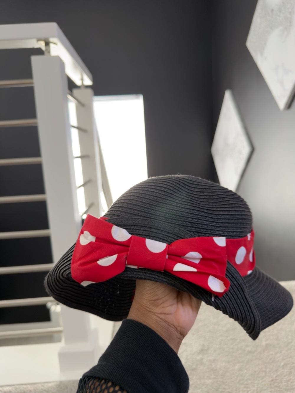 Disney Minnie Mouse Black And Red Polka dot Vacation Hat